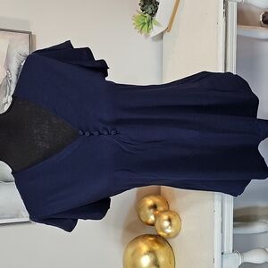 3 for $10 ⚓️ Liz Claiborne Navy Flutter Sleeve V-Neck Top Petite Medium